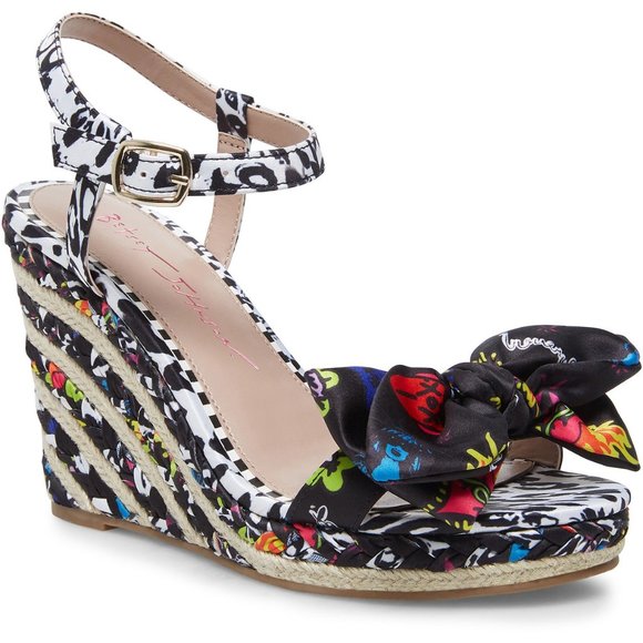 Betsey Johnson Carie Wedge Sandals in Black - Picture 1 of 7